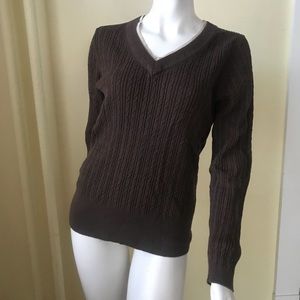 Dark brown Tommy Hilfiger v-neck sweater - Large